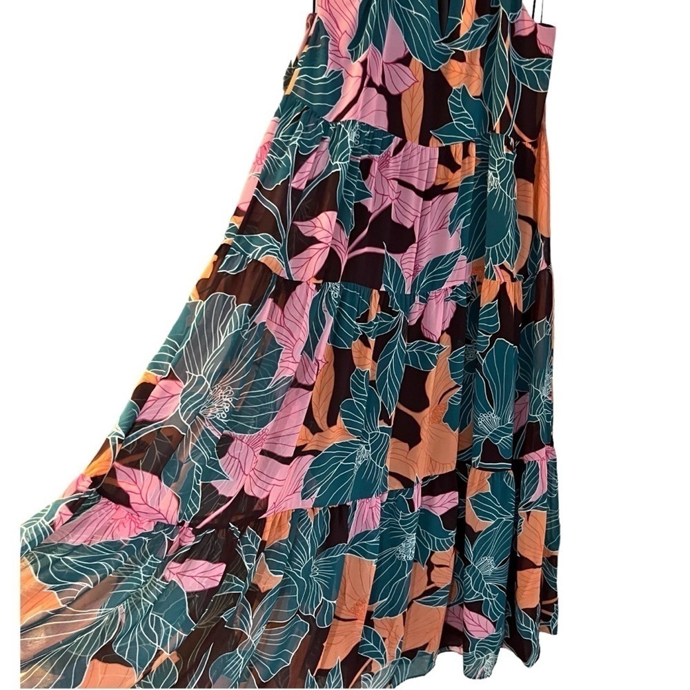 Trina Turk NWT Sunglasses Maxi Dress Tropical Print Teal,Pink,Tangerine Sz M - Picture 9 of 14